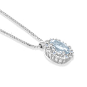 Collana con ciondolo - 18 carati Oro bianco - 0.40ct. tw. Acquamarina - Diamante