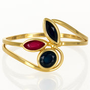 Anello in Oro giallo 18 carati - Zaffiri  e Rubino