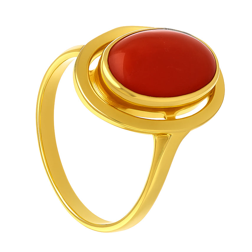 Anello - 18 carati Oro giallo Corallo