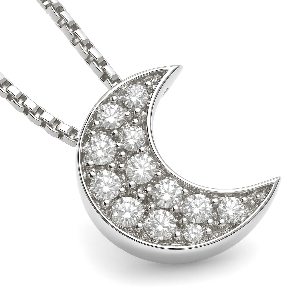 Collana con ciondolo - 18 carati Oro bianco - 0.15ct. tw. Diamante (Naturale)