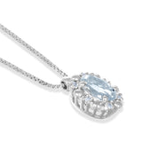 Collana con ciondolo - 18 carati Oro bianco - 0.44ct. tw. Acquamarina - Diamante