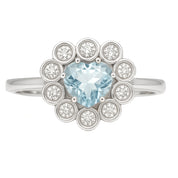 Anello - 18 carati Oro bianco - 0.77ct. tw. Acquamarina - Diamante