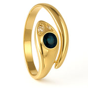 Anello - 18 carati Oro giallo - 0.11ct. tw. Zaffiro - Diamante