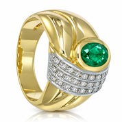 Anello - 18 carati Oro giallo, Oro bianco - 1.40ct. tw. Smeraldo - Diamante