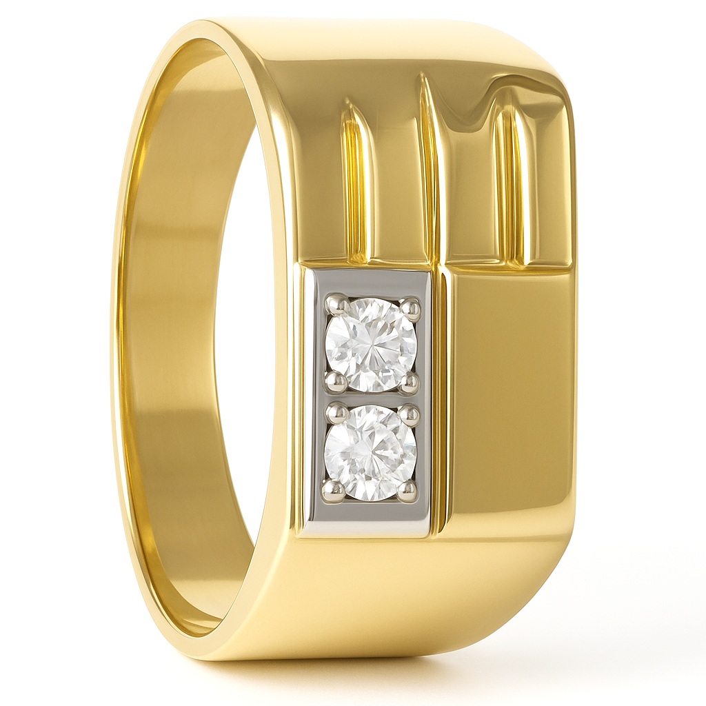 Anello - 18 carati Oro bianco, Oro giallo - 0.06ct. tw. Diamante (Naturale)