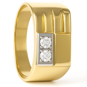 Anello - 18 carati Oro bianco, Oro giallo - 0.06ct. tw. Diamante (Naturale)