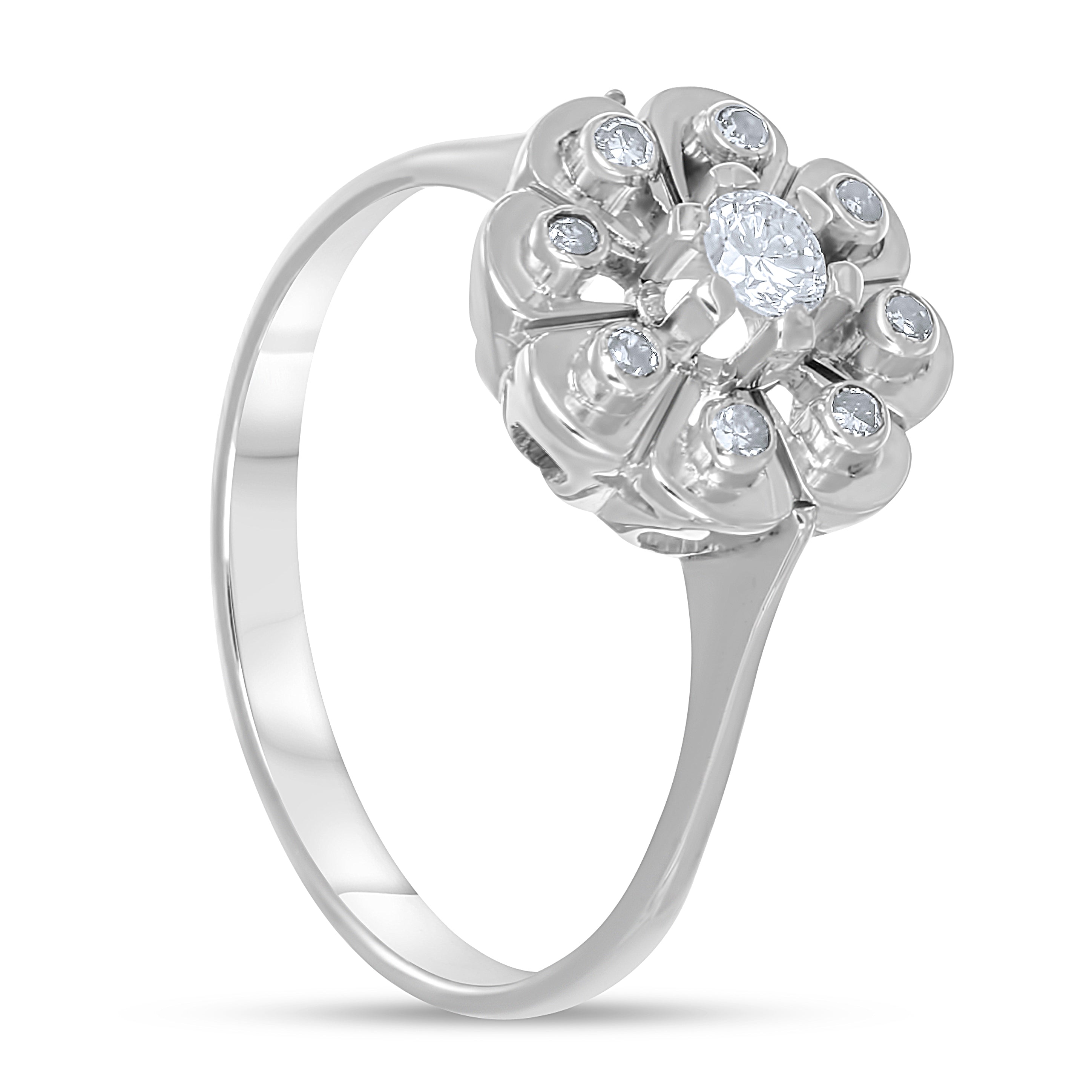 Anello - Oro bianco 18 kt. - 0,24 ct. tw. Diamante (Naturale)