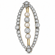 Spilla - 18 carati Oro giallo, Argento - 2.19ct. tw. Diamante (Naturale) - Perla