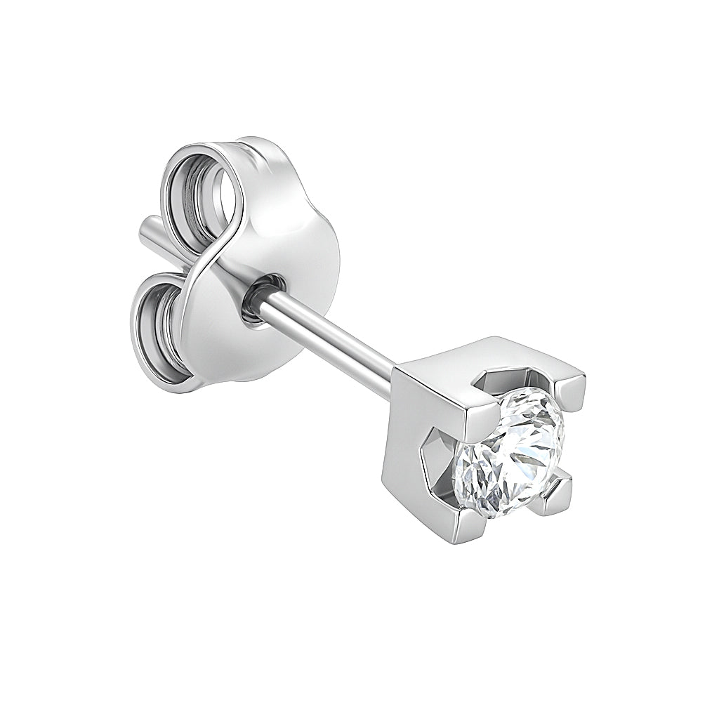 Orecchino singolo - 18 carati Oro bianco - 0.17ct. tw. Diamante (Naturale)