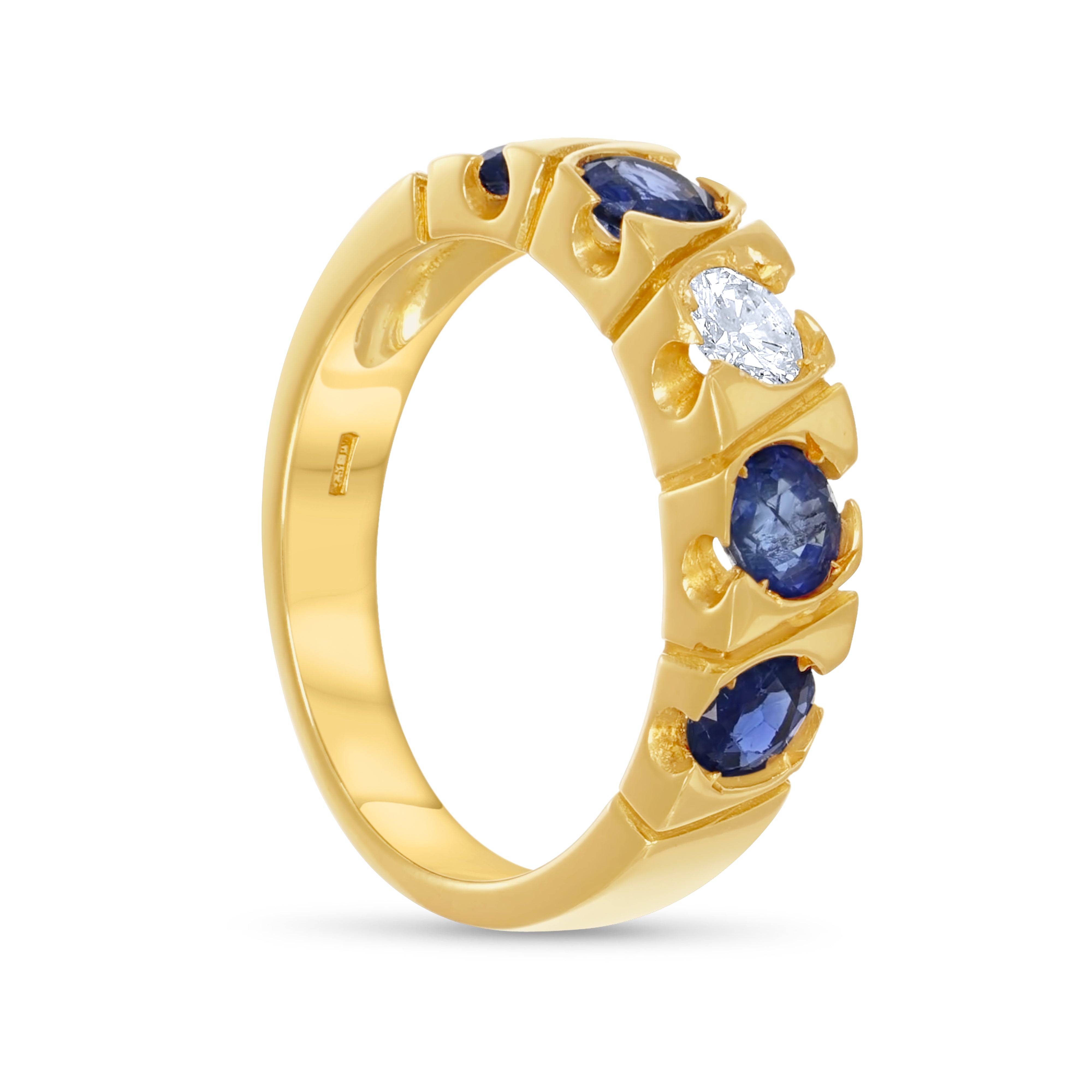 Anello - 18 carati Oro giallo - 1.50ct. tw. Zaffiro - Diamante