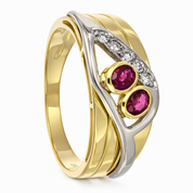 Anello - 18 carati Oro giallo, Oro bianco - 0.45ct. tw. Rubino - Diamante