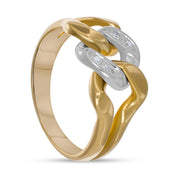 Anello - Oro bianco 18 kt., Oro giallo - 0,02 ct. tw. Diamante (naturale)