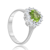 Anello - 18 carati Oro bianco - 0.28ct. tw. Diamante (Naturale) - Peridoto