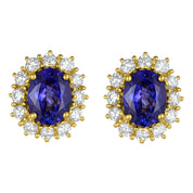 Orecchini - 18 carati Oro giallo - 3.44ct. tw. Tanzanite - Diamante