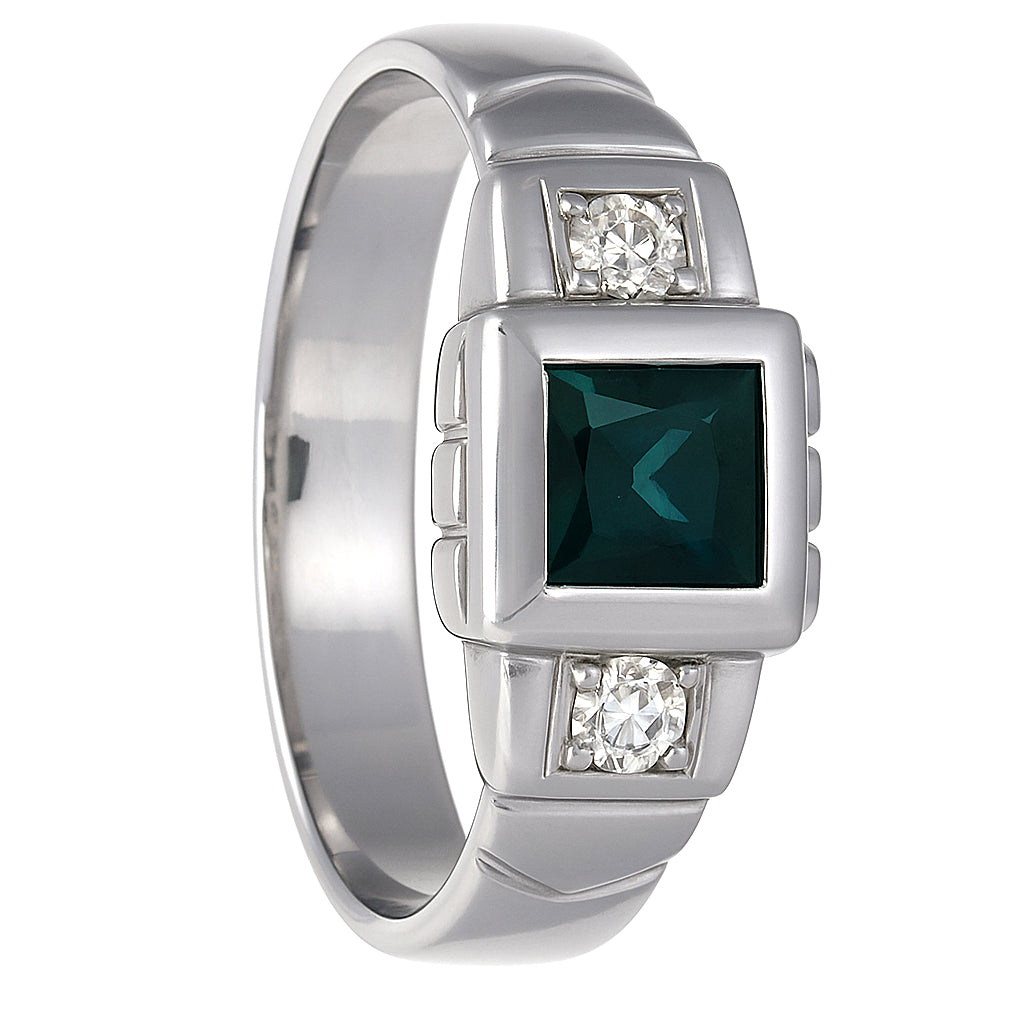 Anello - 18 carati Oro bianco - 0.41ct. tw. Zaffiro - Diamante