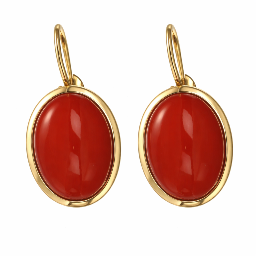 Orecchini - 18 carati Oro giallo Corallo