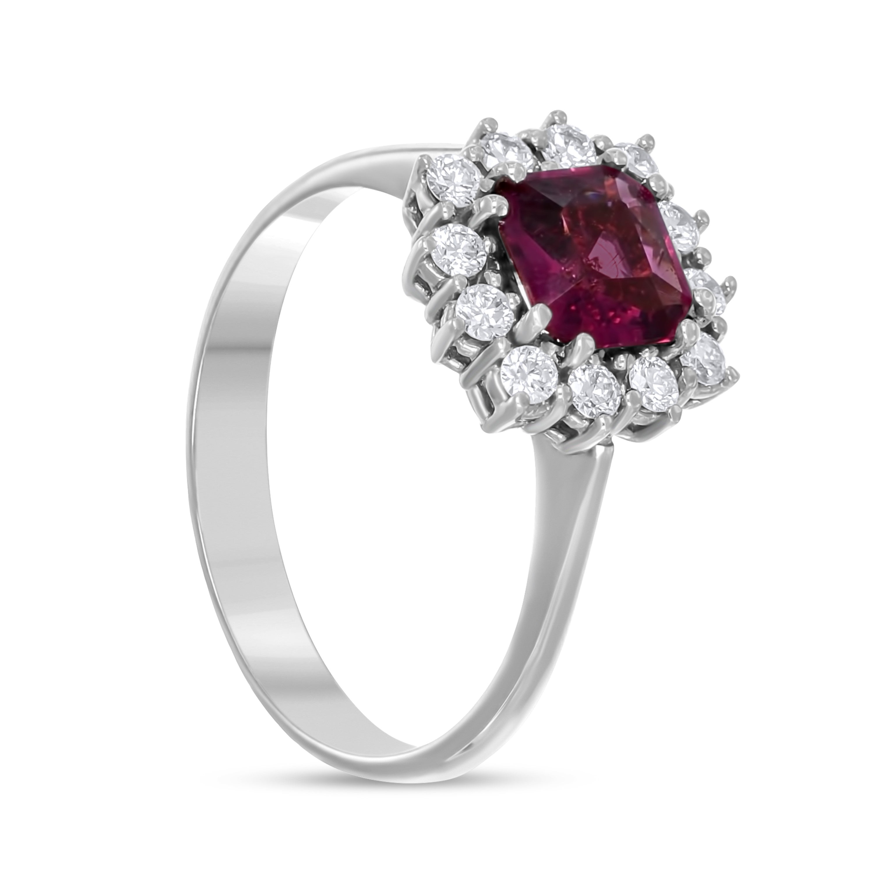 Anello - 18 carati Oro bianco - 1.52ct. tw. Granato - Diamante