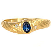 Anello - 18 carati Oro giallo - 0.26ct. tw. Zaffiro - Diamante