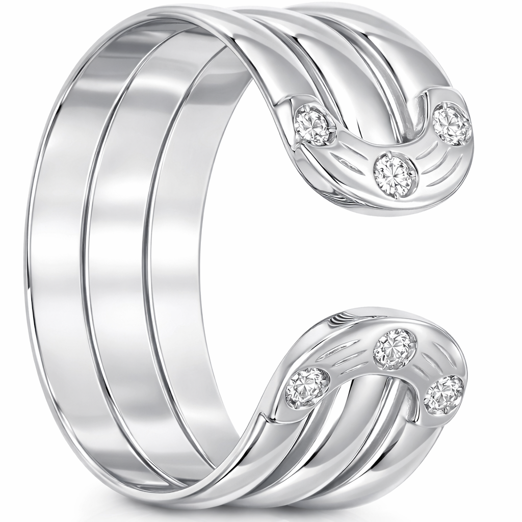 Anello - 18 carati Oro bianco - 0.09ct. tw. Diamante (Naturale)