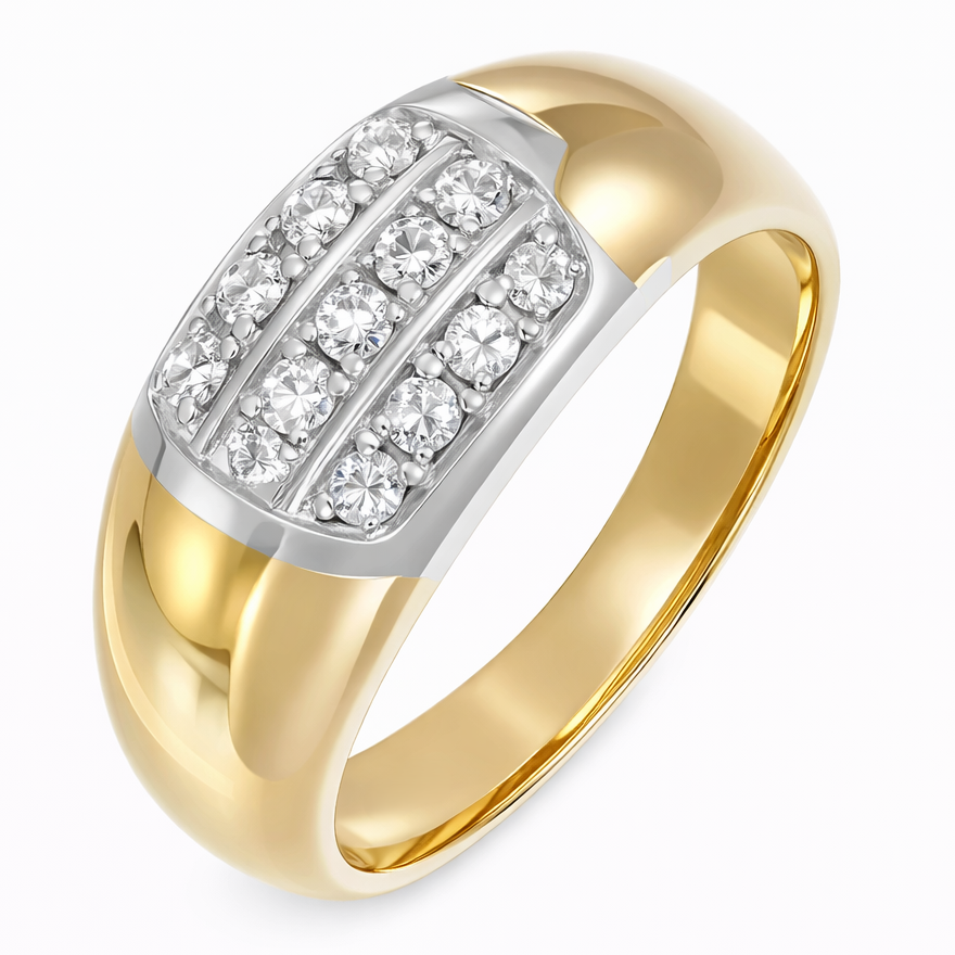 Anello - 18 carati Oro giallo, Oro bianco - 0.21ct. tw. Diamante (Naturale)