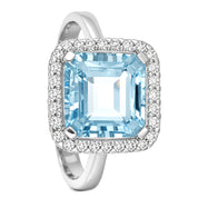 Anello - 18 carati Oro bianco Acquamarina - Diamante