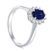 Anello - 18 carati Oro bianco - 1.15ct. tw. Zaffiro - Diamante