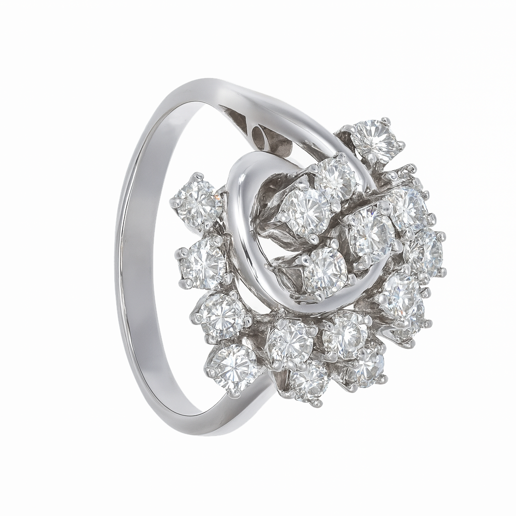 Anello - 18 carati Oro bianco - 1.62ct. tw. Diamante (Naturale)