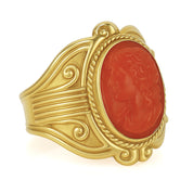 Anello - 18 carati Oro giallo Corallo