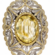 Spilla - 18 carati Oro giallo, Argento Quarzo