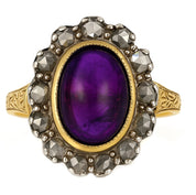 Anello in Oro giallo 18 carati e Argento 800 Ametista e Diamanti