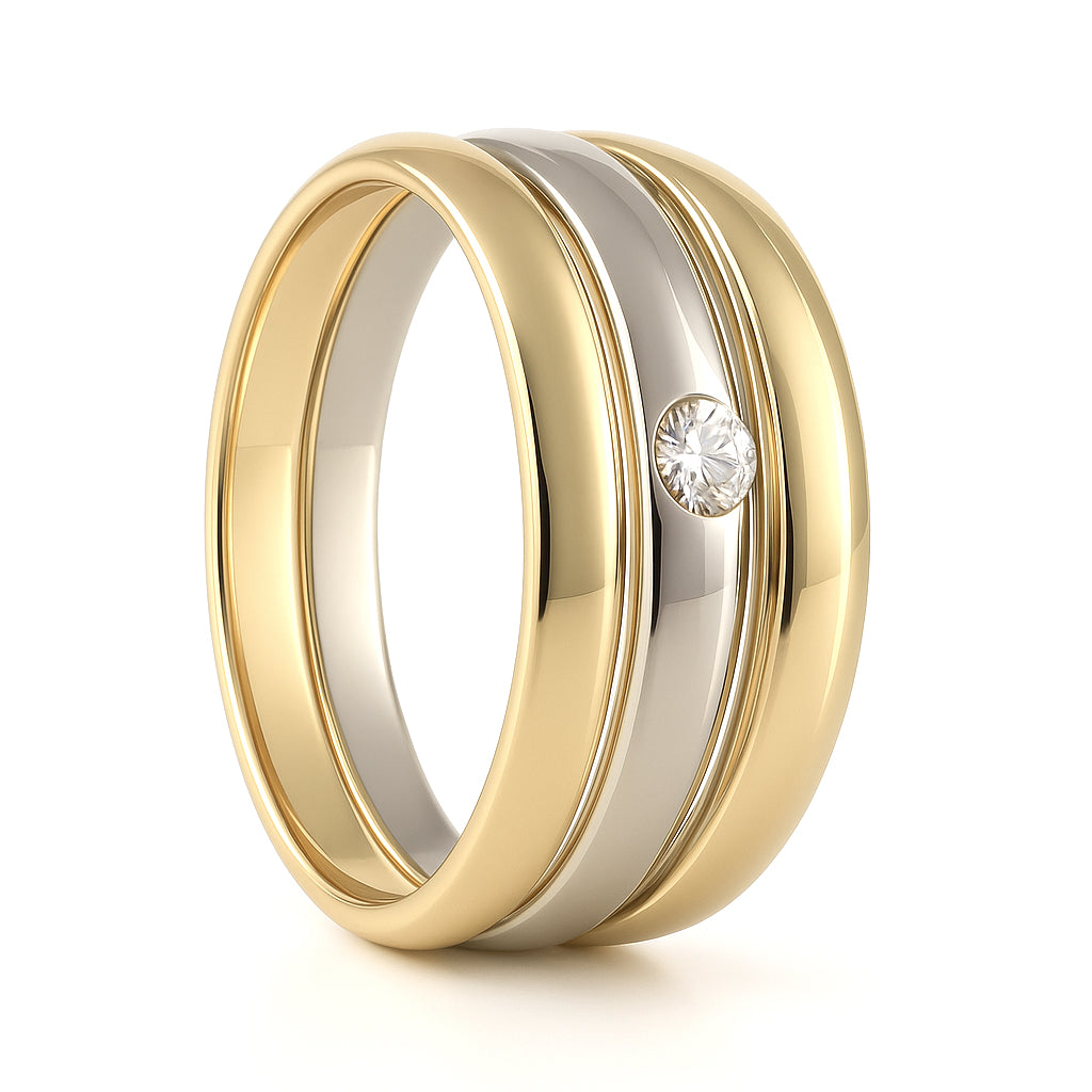 Anello - 18 carati Oro giallo - 0.10ct. tw. Diamante (Naturale)