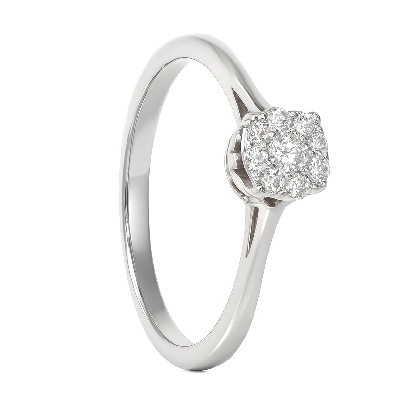 Anello - 18 carati Oro bianco - 0.12ct. tw. Diamante (Naturale)