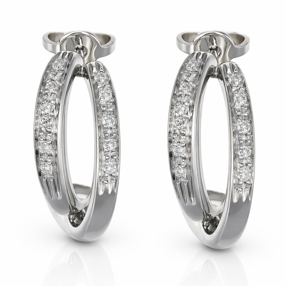 Orecchini - 18 carati Oro bianco - 0.08ct. tw. Diamante (Naturale)