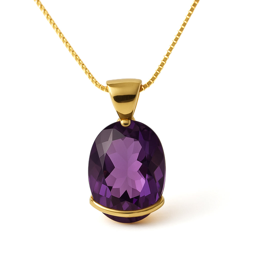 Collana con ciondolo - 18 carati Oro giallo - 10.00ct. tw. Ametista