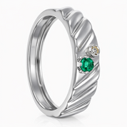 Anello - 18 carati Oro bianco - 0.10ct. tw. Smeraldo - Diamante - Made in Italy - Handmade