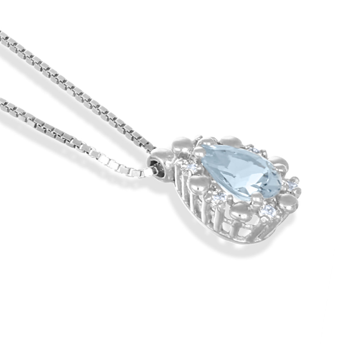 Collana con ciondolo - 18 carati Oro bianco - 0.41ct. tw. Acquamarina - Diamante