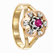 Anello - 18 carati Oro giallo, Oro rosa, Oro bianco - 0.13ct. tw. Rubino