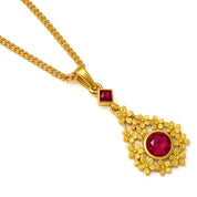 Collana con ciondolo - 18 carati Oro giallo - 0.45ct. tw. Rubino