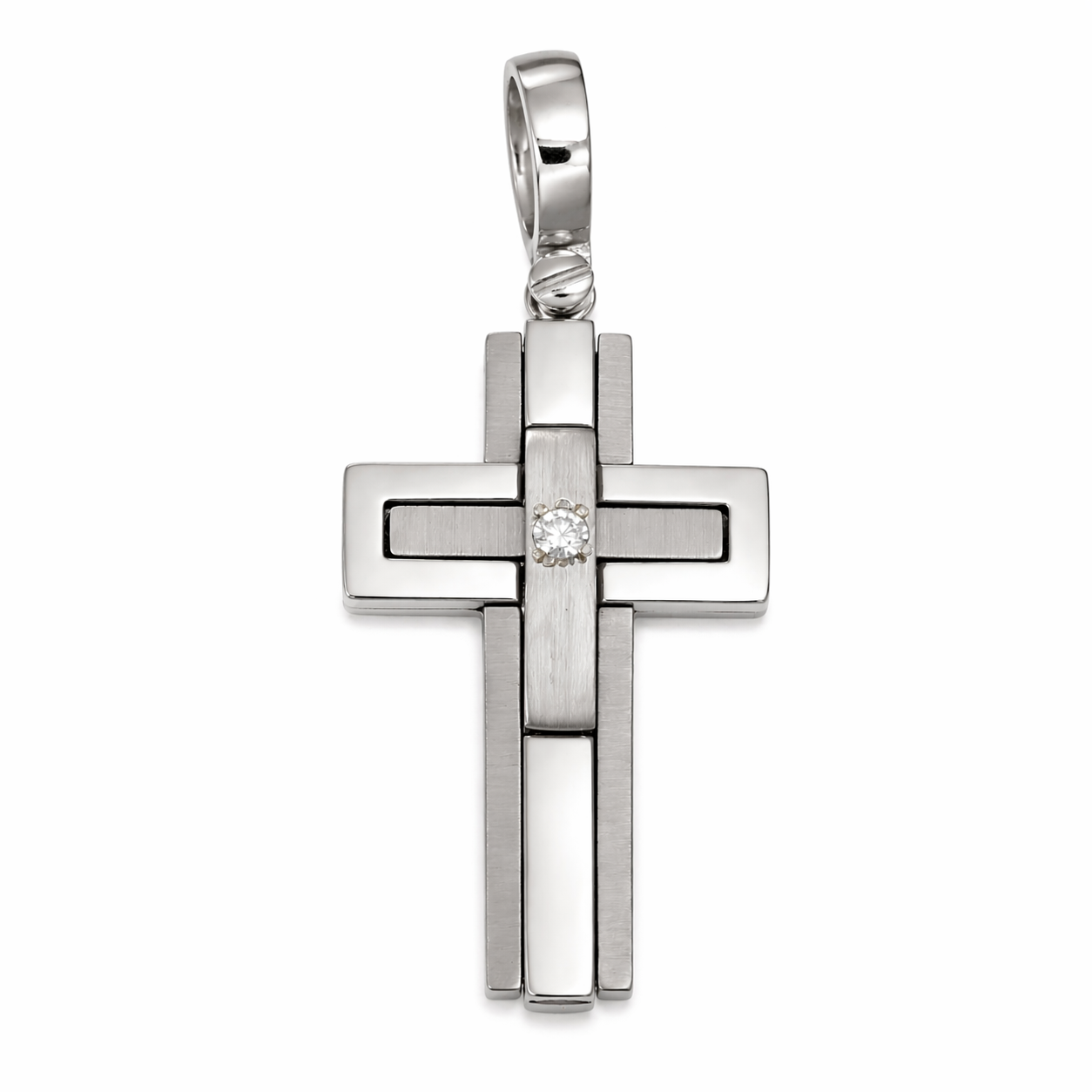 Ciondolo - 18 carati Oro bianco - 0.02ct. tw. Diamante (Naturale) - Made in Italy - Handmade