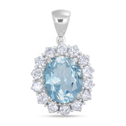 Ciondolo - 18 carati Oro bianco - 1.30ct. tw. Topazio - Diamante