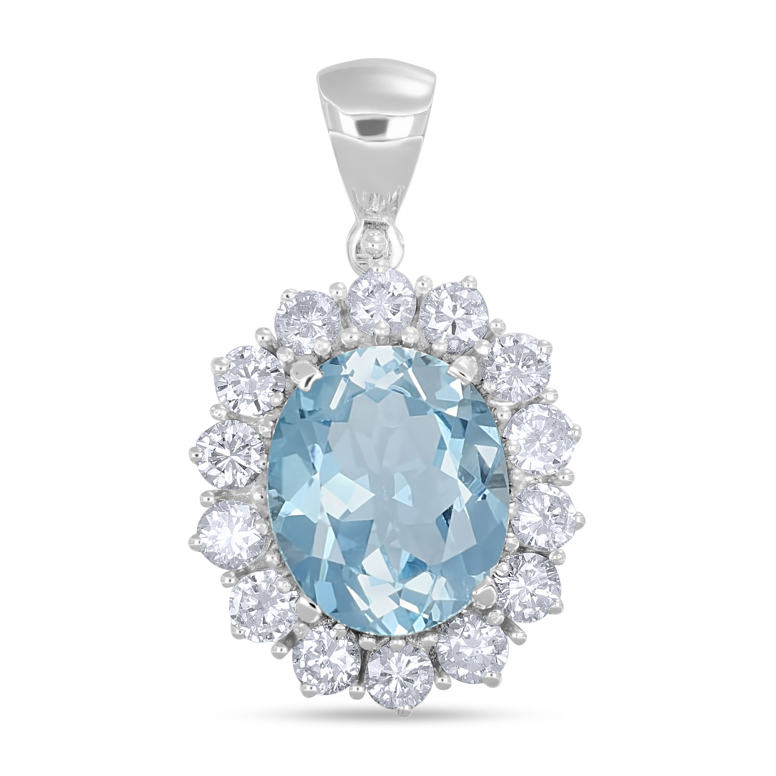 Ciondolo - 18 carati Oro bianco - 1.30ct. tw. Topazio - Diamante