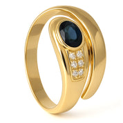 Anello - 18 carati Oro bianco, Oro giallo - 0.56ct. tw. Zaffiro - Diamante