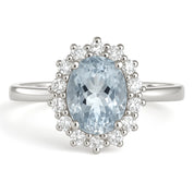 Anello - 18 carati Oro bianco - 1.34ct. tw. Acquamarina - Diamante