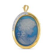 Spilla - 18 carati Oro bianco, Oro giallo, Agata Blu 30 Ct - 0.24ct. tw. Diamante (Naturale)