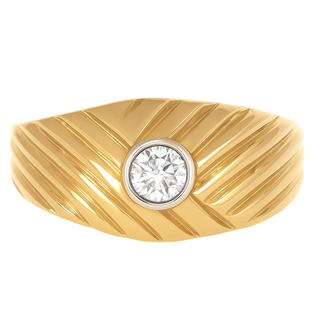 Anello - 18 carati Oro bianco, Oro giallo - 0.17ct. tw. Diamante (Naturale)