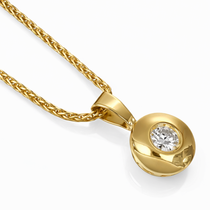 Collana con ciondolo - 18 carati Oro giallo - 0.12ct. tw. Diamante (Naturale)