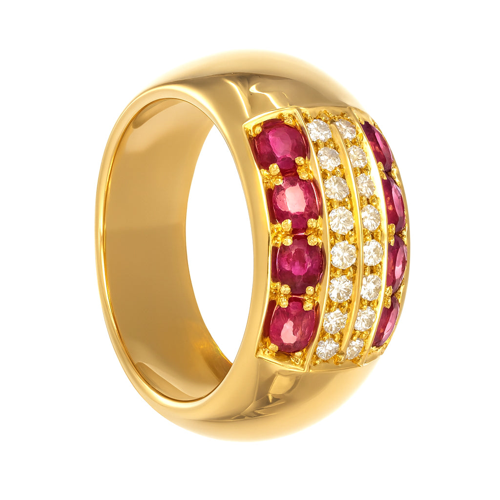 Anello - 18 carati Oro giallo - 1.28ct. tw. Rubino - Diamante