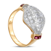 Anello - 18 carati Oro bianco, Oro giallo - 0.94ct. tw. Rubino - Diamante