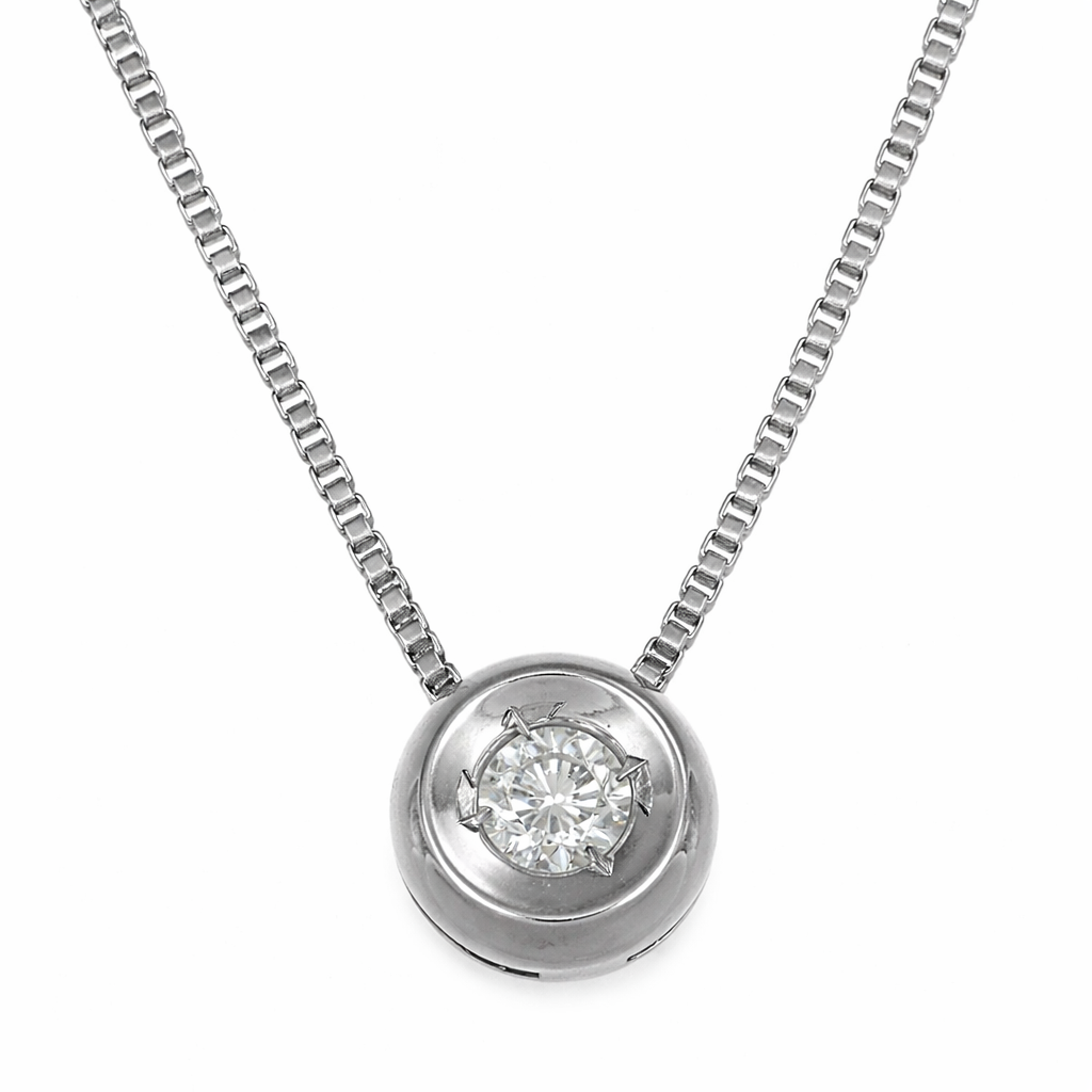 Collana con ciondolo - 18 carati Oro bianco - 0.07ct. tw. Diamante (Naturale)