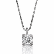 Collana con ciondolo - 18 carati Oro bianco - 0.18ct. tw. Diamante (Naturale)